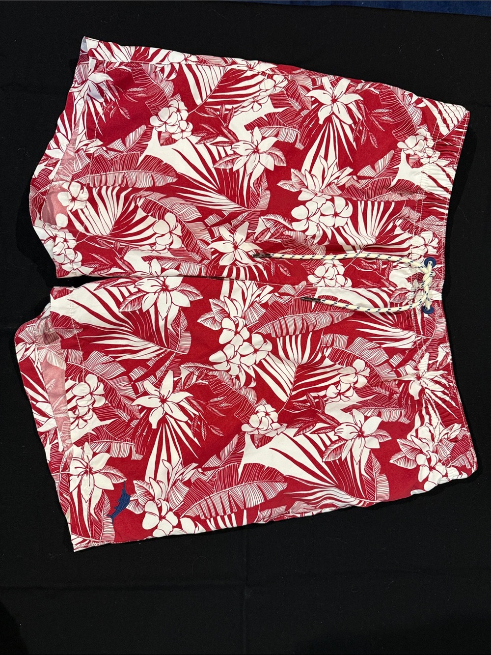 Tommy Bahama Red and White Tropical Swim Trunks